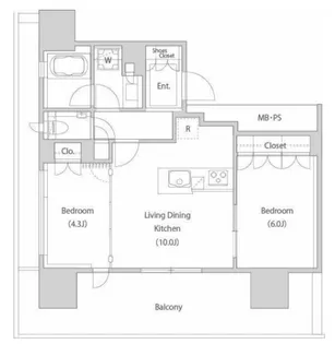 ウェリスタワー愛宕虎ノ門【11階】の間取り