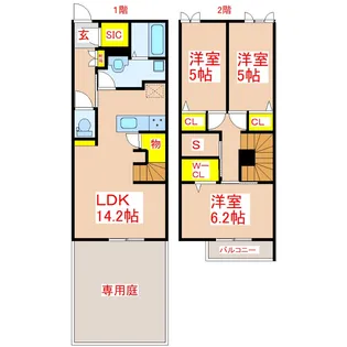 ミルクレープ新富【1階】の間取り