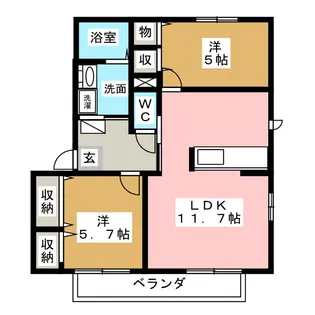 センターコート竹の山E棟【2階】の間取り