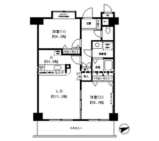 オークヒルズ弐番館【6階】の間取り