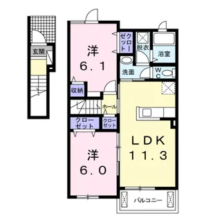 プラシードVI番館【2階】の間取り