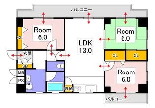 サニーハイム岡山【5階】の間取り