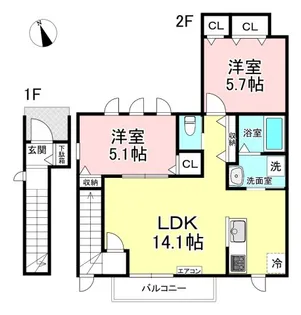 【新築】セレーノハイツ【2階】の間取り