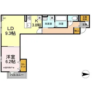 ラウレア六町【2階】の間取り