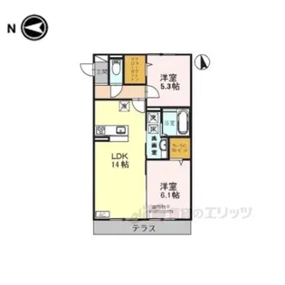 ラヴィベル栗東【1階】の間取り