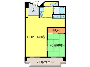 朝日プラザシティサザンパ-ク六番街J715【7階】の間取り