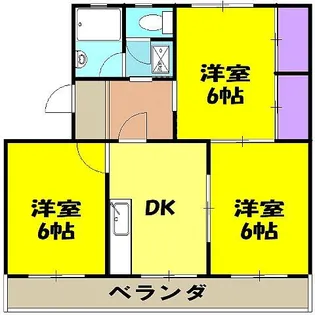 西田大坪マンション【3階】の間取り