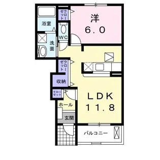 フローレンス桃園【1階】の間取り