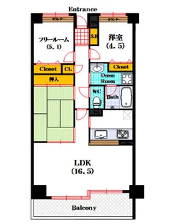 パークヒルズゼンボー大手前【5階】の間取り