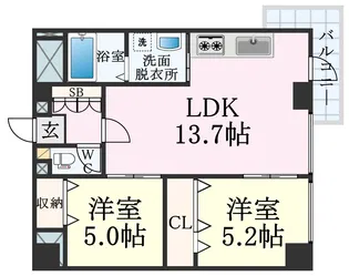 中山手ミオ壱番館【2階】の間取り