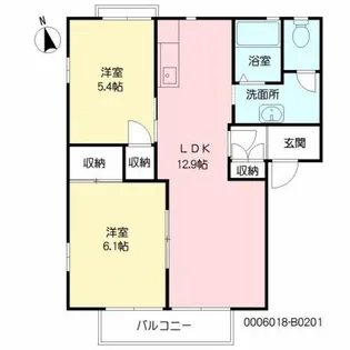 フォンテ月見ヶ丘 弐番館【2階】の間取り