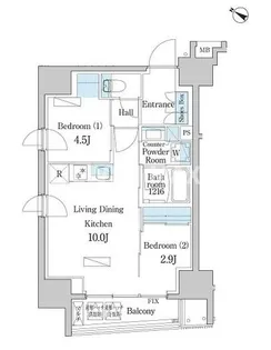デュオフラッツ日本橋水天宮【8階】の間取り
