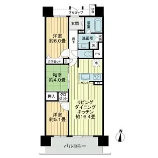 サーパスシティ平成マークテラス【8階】の間取り