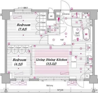 グランド・ガーラ白金高輪【12階】の間取り