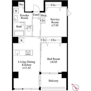 東京都荒川区西日暮里2【マンション】の間取り