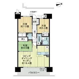 サーパスシティ栗林公園イーストテラス【14階】の間取り