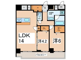 ルクスエテルナ江戸堀【4階】の間取り