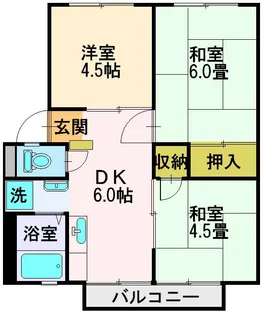 シャンブル・ソレイユB【1階】の間取り