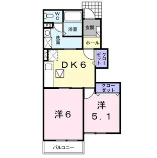 ボヌール美夜古泉A【1階】の間取り