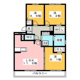 コージーコート【3階】の間取り