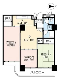 UR武庫川【6階】の間取り