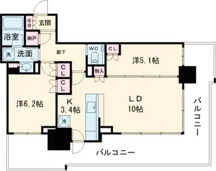 ベイシティタワーズ神戸WEST【9階】の間取り