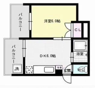 ウエルス西新【2階】の間取り