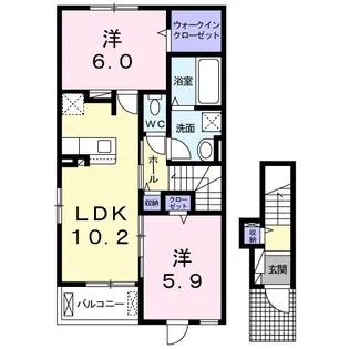 クレール フォンテーヌII【2階】の間取り