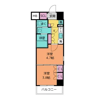 ザ・パークハビオ名古屋松原【13階】の間取り
