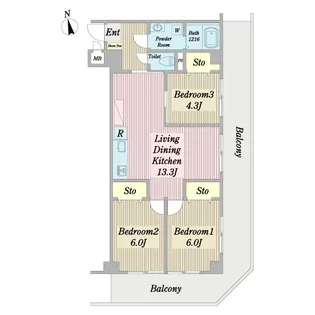サンパレス南浦和【7階】の間取り