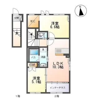 『アザレア』ペット1匹可【2階】の間取り