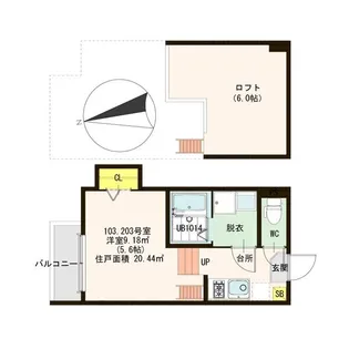 1SKの間取り画像