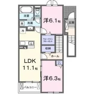 岐阜県中津川市付知町【アパート】の間取り