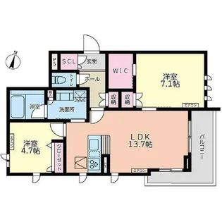 グランウェーブ湘南【1階】の間取り