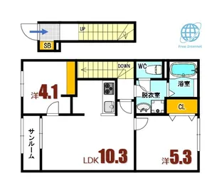 グレイスコートB【2階】の間取り