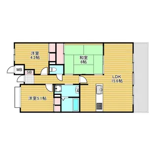 ベルク池田石橋I番館【3階】の間取り