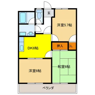 ハイツ園城【4階】の間取り