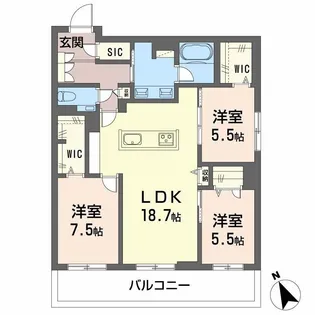 クレイエール【3階】の間取り