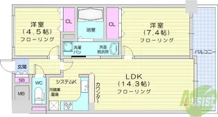 パシフィック五橋【4階】の間取り