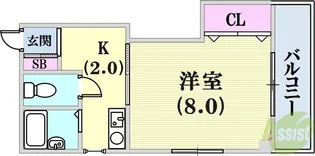 アイリス兵庫【4階】の間取り