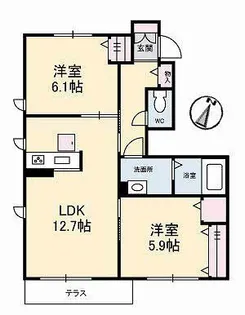 ウィステリア学南【1階】の間取り