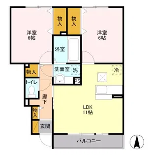 シャン・クレール【1階】の間取り