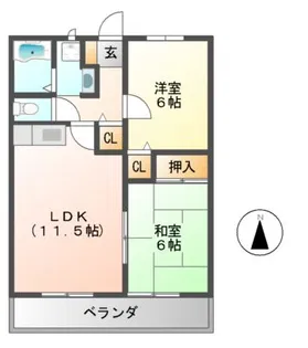 オレンジハイツA、B棟【2階】の間取り
