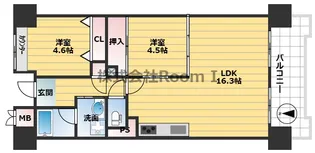 グレイスコート上本町【9階】の間取り