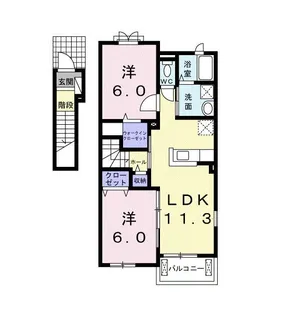 レーヴなごみB【2階】の間取り