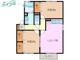 サニーヒル松ノ木 E【1階】の間取り