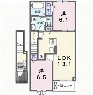 サニーフラットII【2階】の間取り