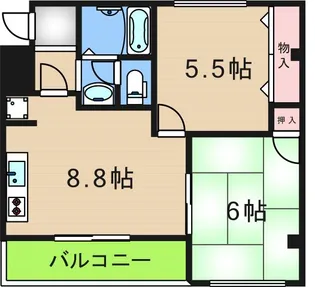 ヒルズ住之江【2階】の間取り