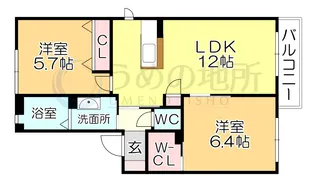 ボヌールK B棟【2階】の間取り