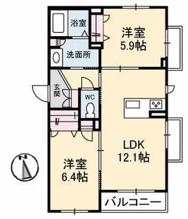 シャーメゾンUR【2階】の間取り